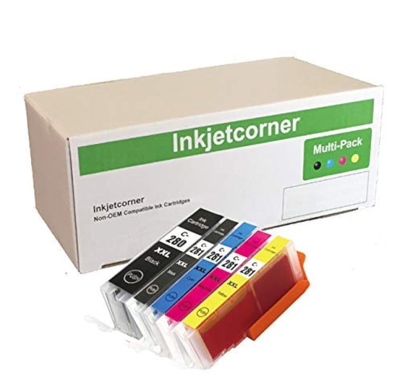 Inkjetcorner Compatible Ink Cartridge Replacement for PGI-280XXL CLI-281XXL PGI 280 XXL CLI 281 XXL for use with TR8620A TS9520a TS9521Ca TS702A TR8620 TR8520 Printer (5 Pack)